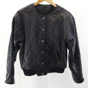 EUC VTG Express Moto Leather Jacket | Sz XS, Diamond Quilted w/Thinsulate, Black